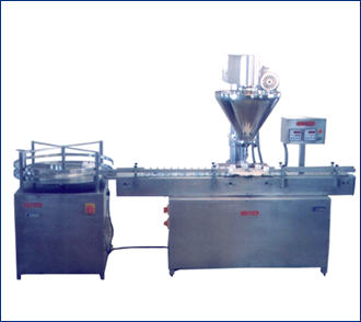 Automatic Powder filling machine with turn table and conveyor